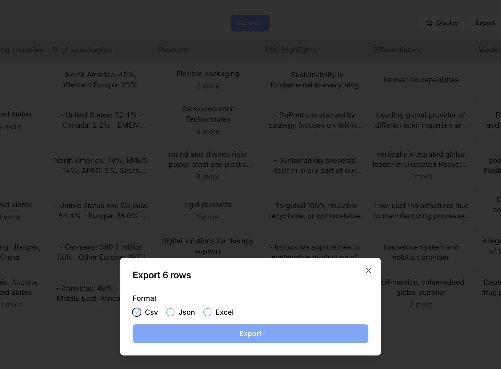 Export your data