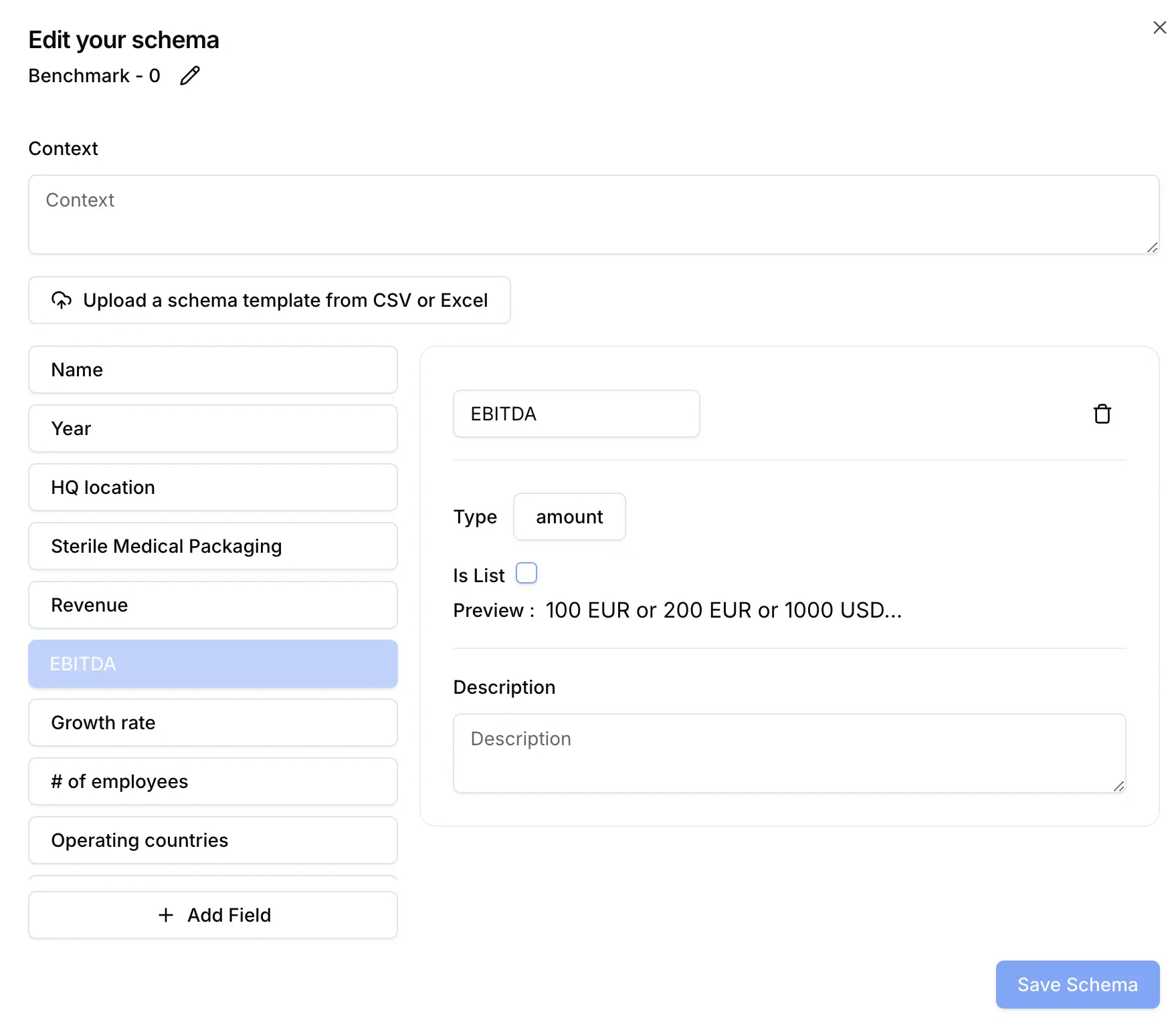 Define your output template